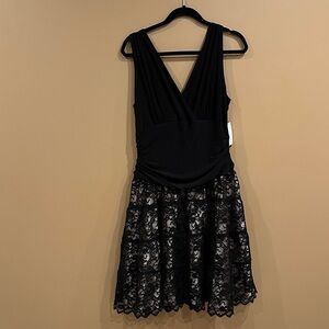 SLNY Elegant Black Lace Dress